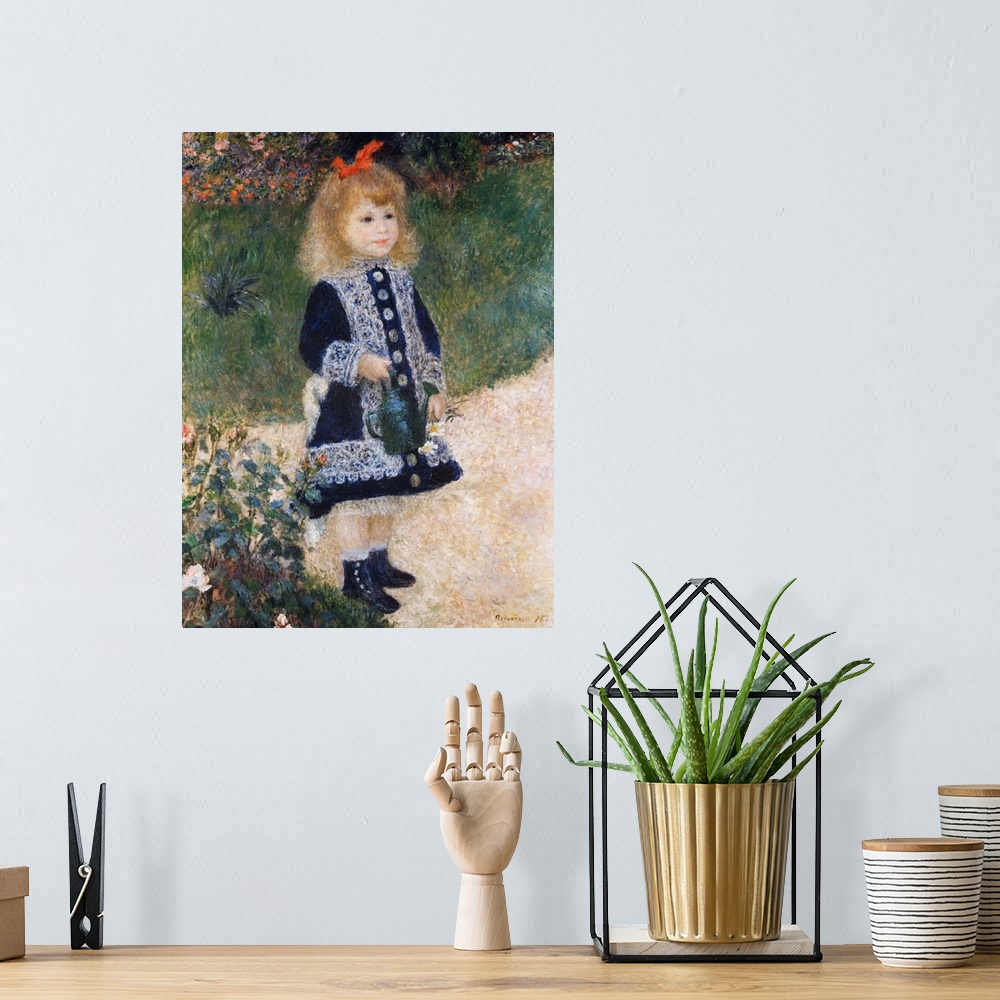 A bohemian room featuring Girl With A Watering Can By Pierre-Auguste Renoir