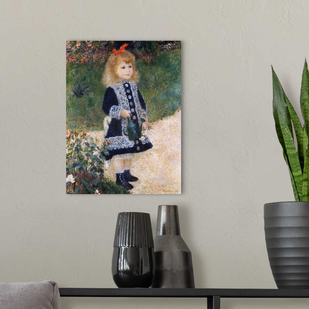 A modern room featuring Girl With A Watering Can By Pierre-Auguste Renoir