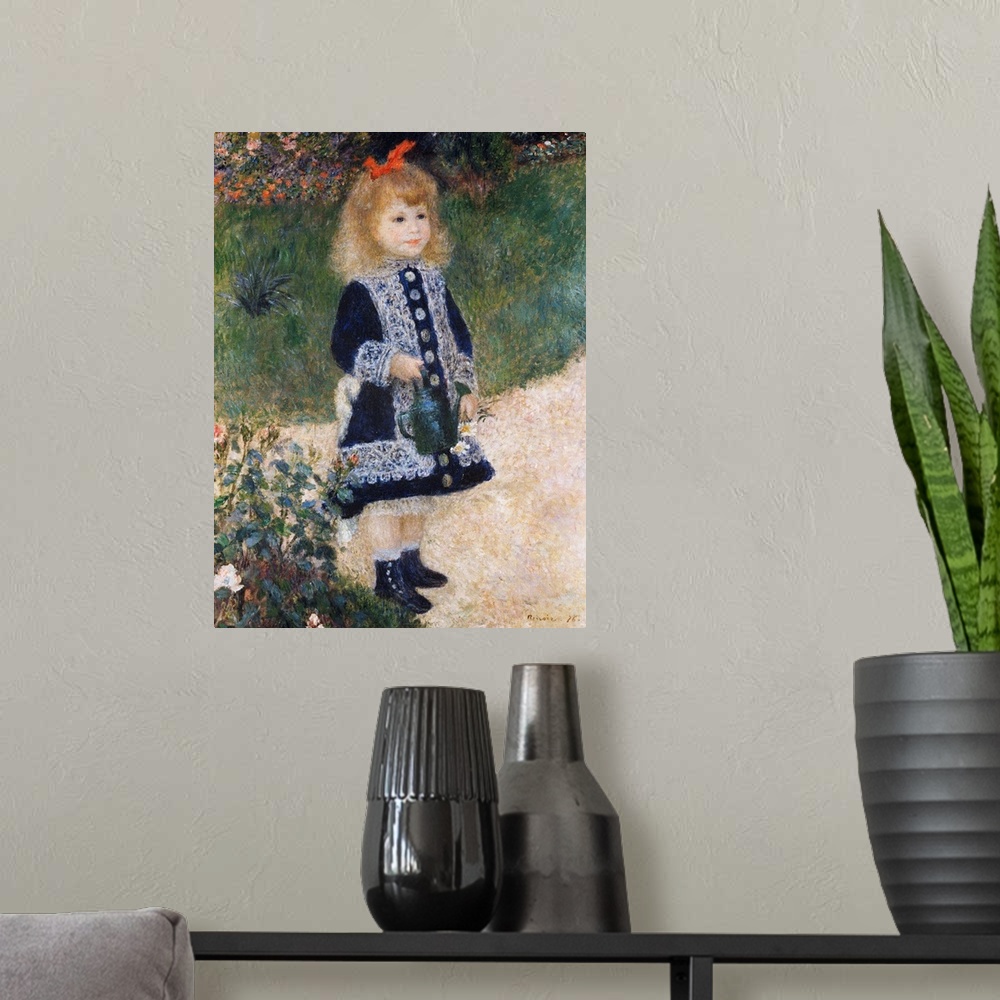 A modern room featuring Girl With A Watering Can By Pierre-Auguste Renoir