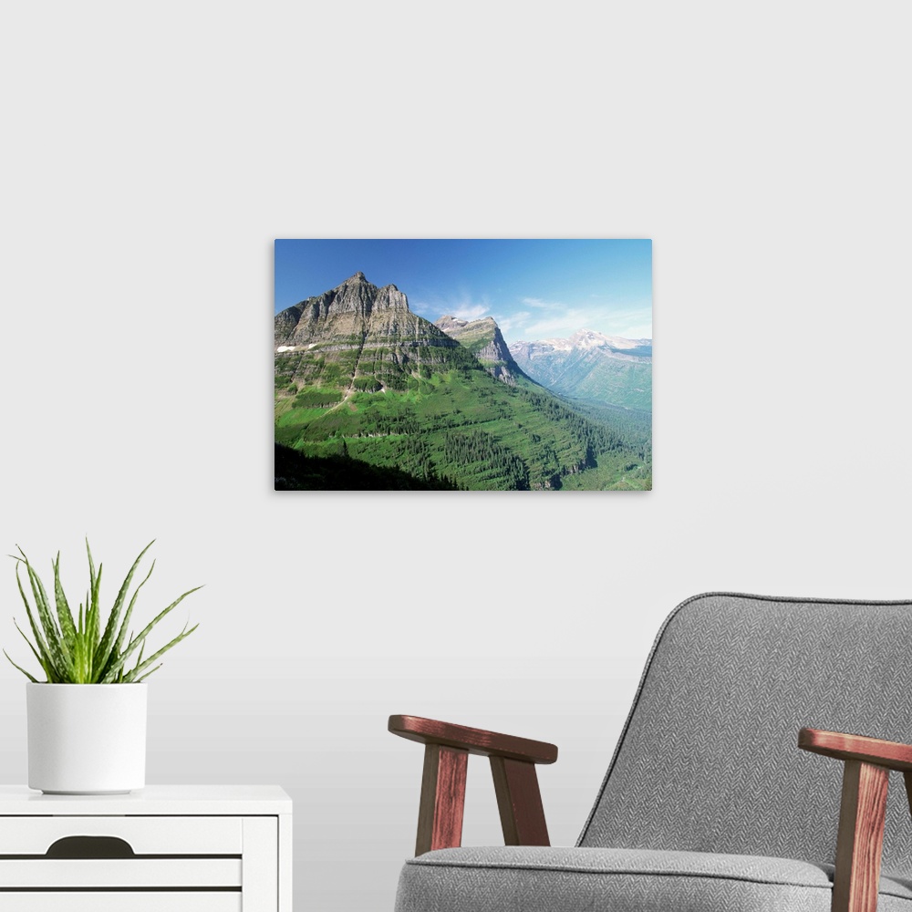 A modern room featuring Glaciated Mountain Peaks And Valley
