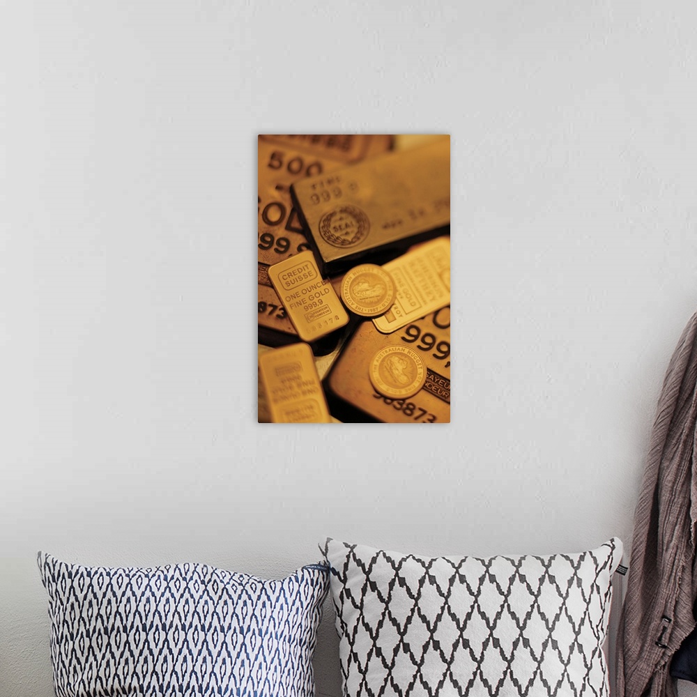 A bohemian room featuring Gold coins