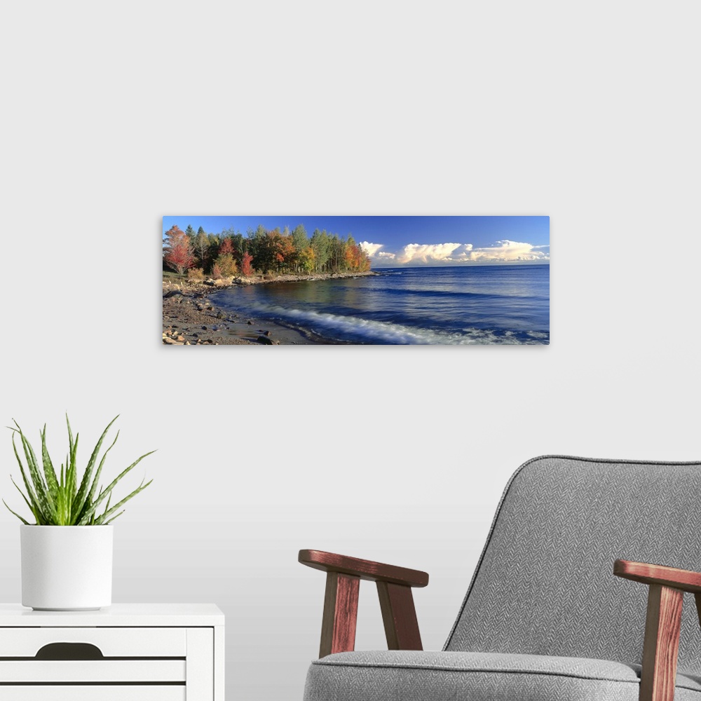 A modern room featuring 'Grand Islands National Recreation Area, Lake Superior, Michigan'