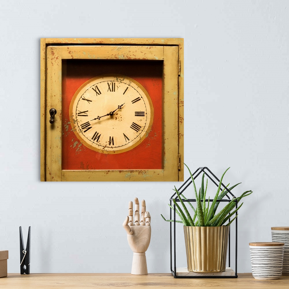 A bohemian room featuring Grandfather clock face