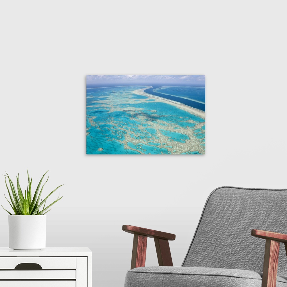 A modern room featuring Aerial view of Great Barrier Reef, Queensland, Australia
