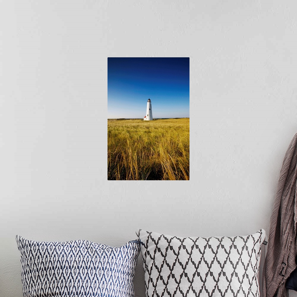 A bohemian room featuring Great Point Lighthouse on Nantucket Island.