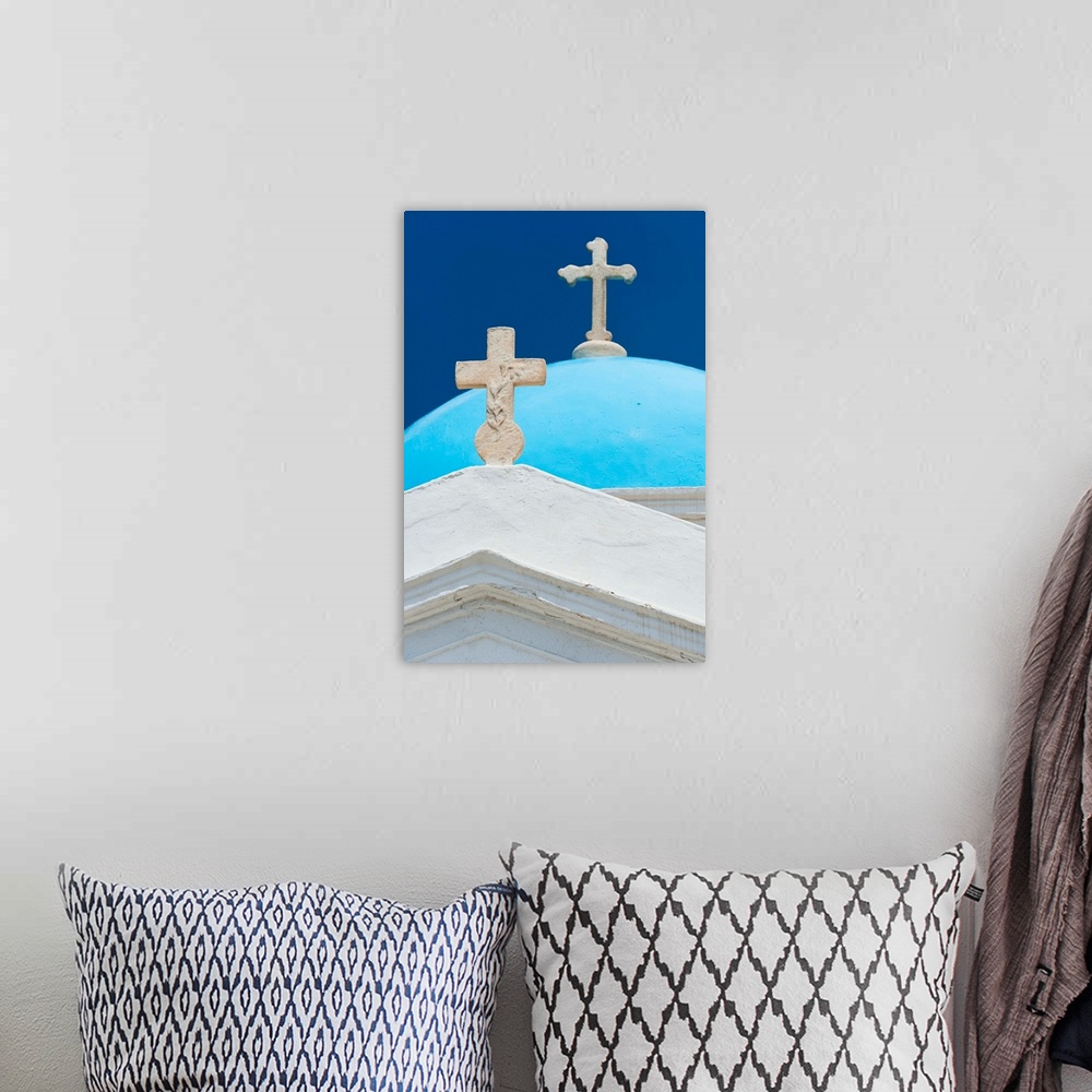 A bohemian room featuring Greece, Cyclades Islands, Mykonos, Church dome with cross