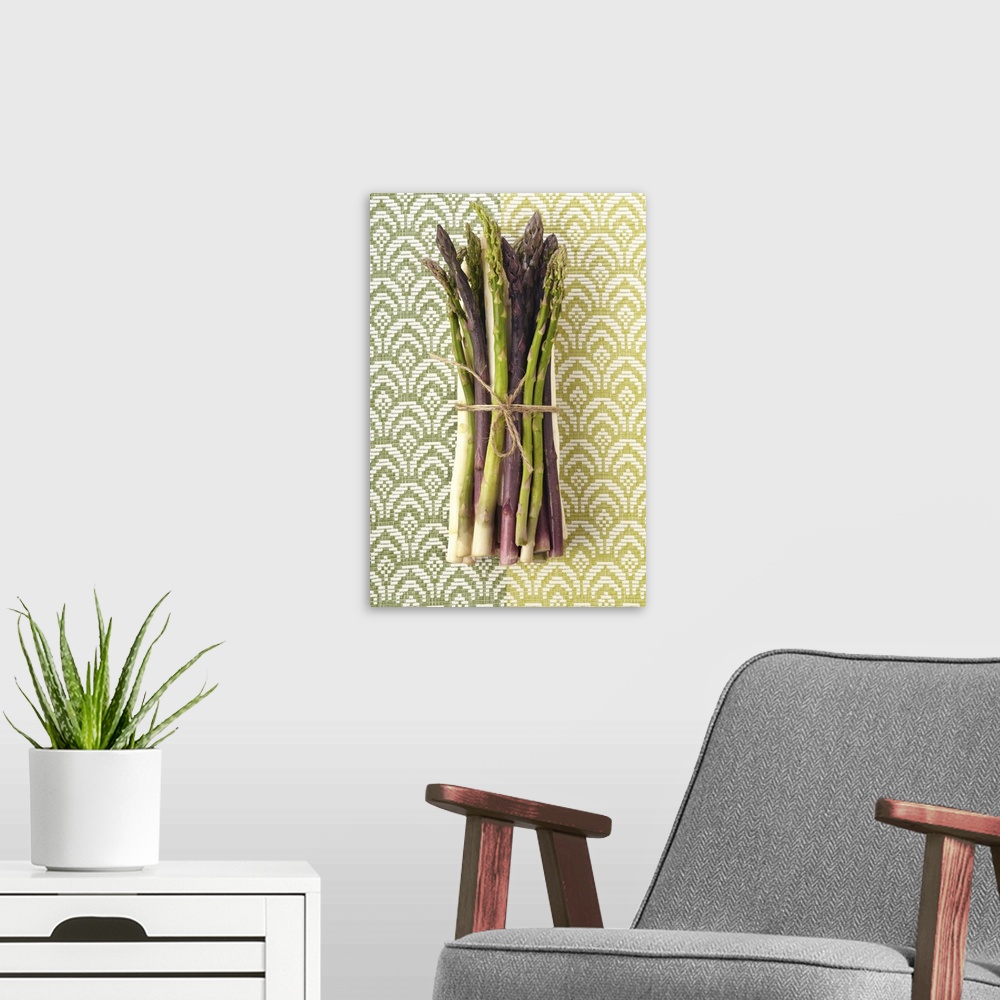 A modern room featuring Food, Food And Drink, Vegetable, Asparagus, White Asparagus, Green Asparagus, Purple Asparagus, T...