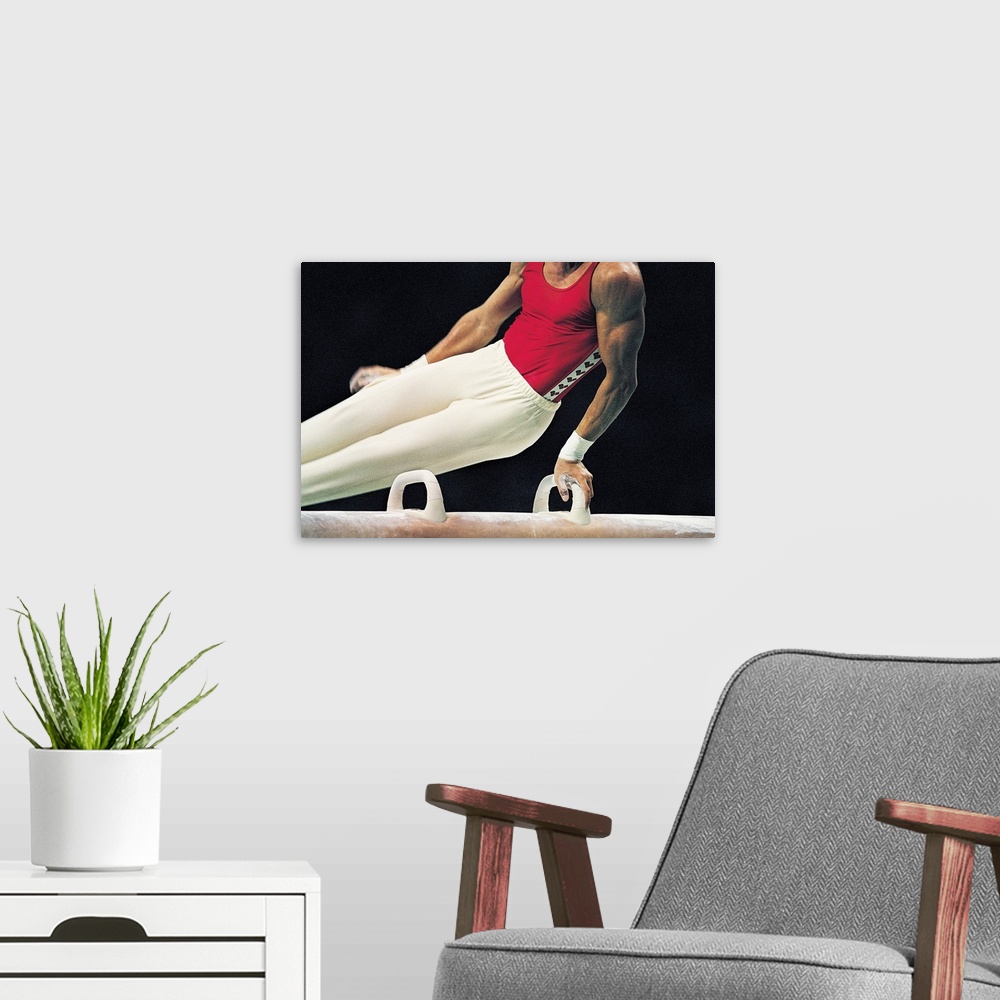 A modern room featuring Gymnast on the Pommel Horse
