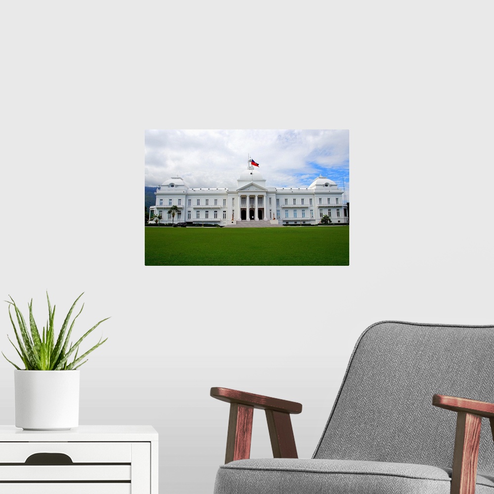 A modern room featuring The capitol building of Haiti. Where the president lived. Taken in May of 2009 while visiting a c...