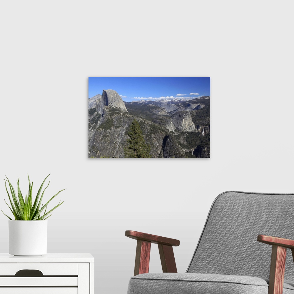 A modern room featuring Half Dome, Nevada Falls and Vernal Falls from Glacier Point, Yosemite National Park.