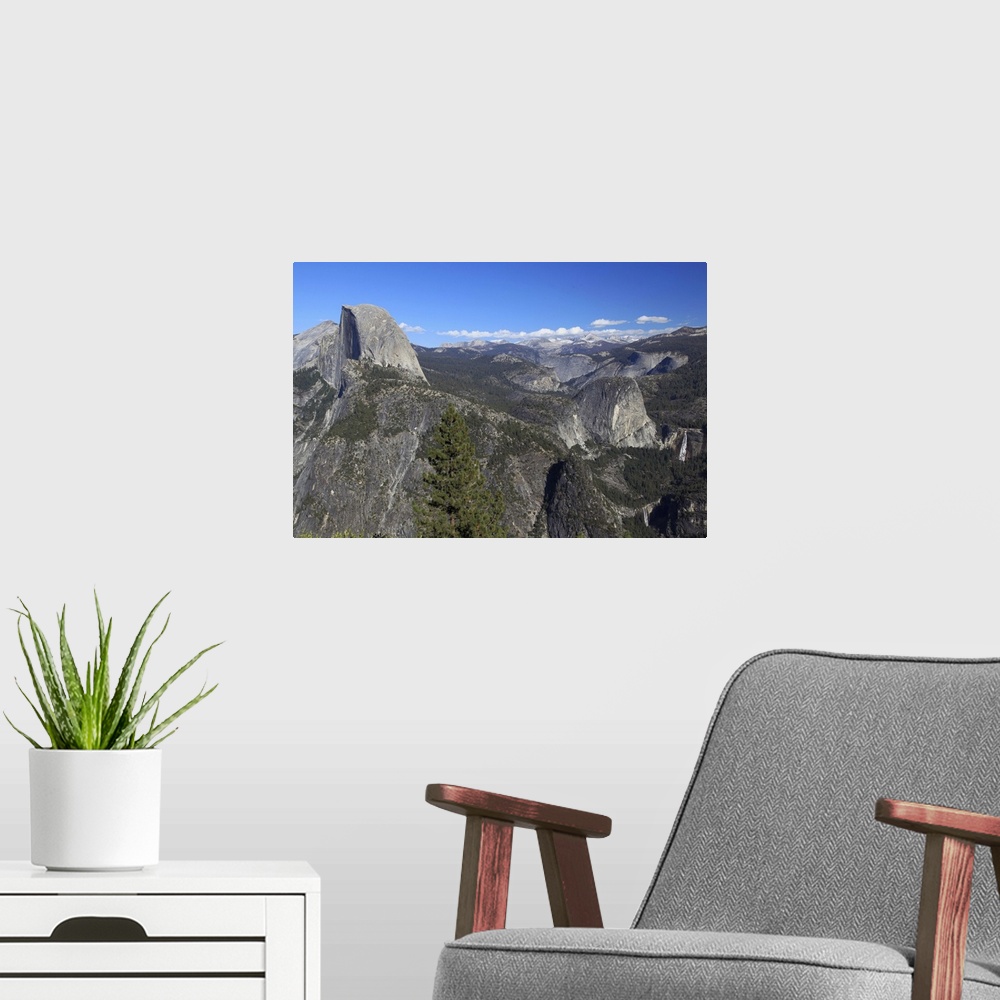 A modern room featuring Half Dome, Nevada Falls and Vernal Falls from Glacier Point, Yosemite National Park.
