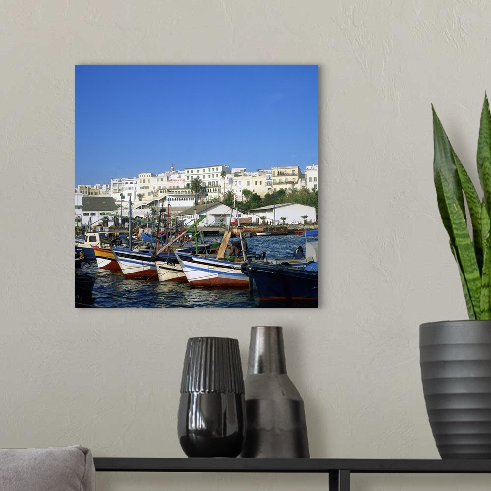 A modern room featuring Harbor of Tangier, Morocco