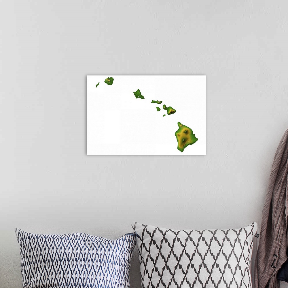 A bohemian room featuring Hawaii topographic map