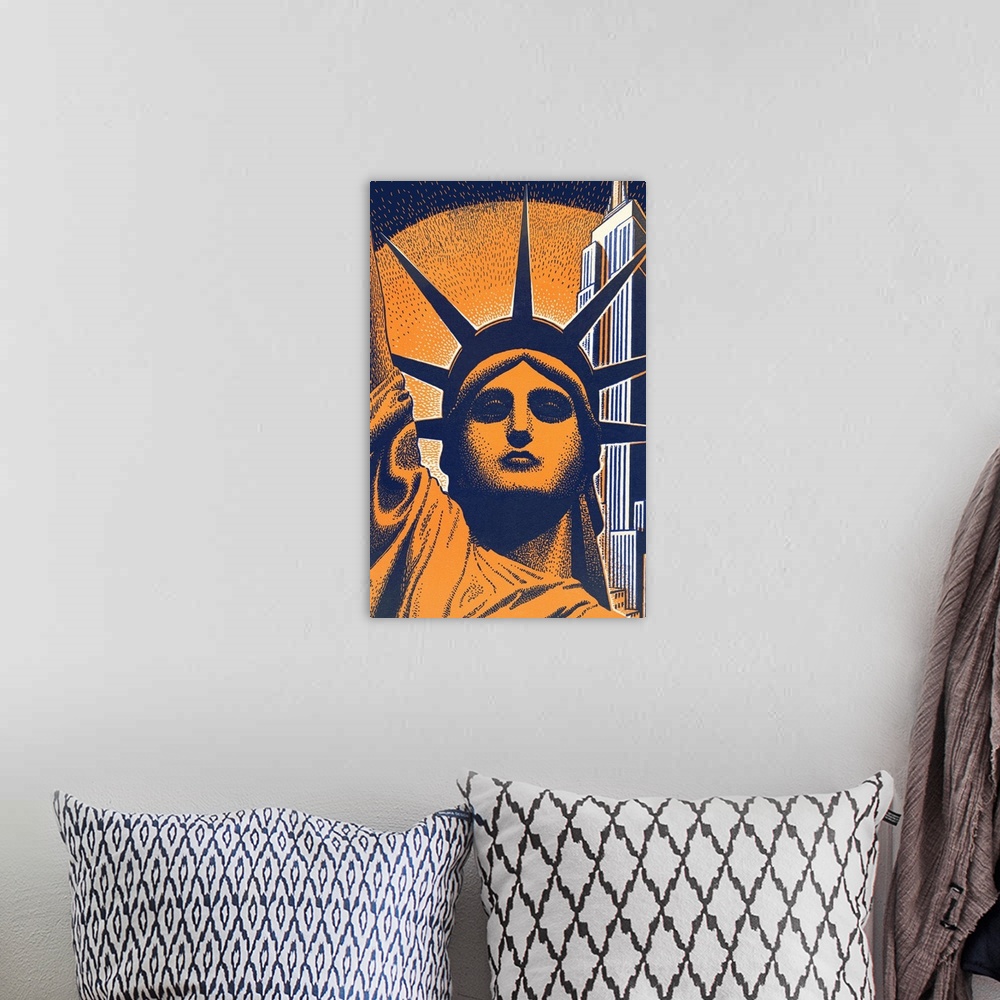 A bohemian room featuring Head Of Statue Of Liberty