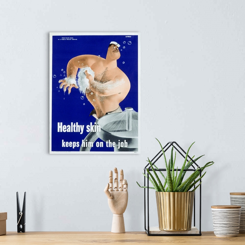 A bohemian room featuring Healthy Skin Keeps Him On The Job Poster By Price