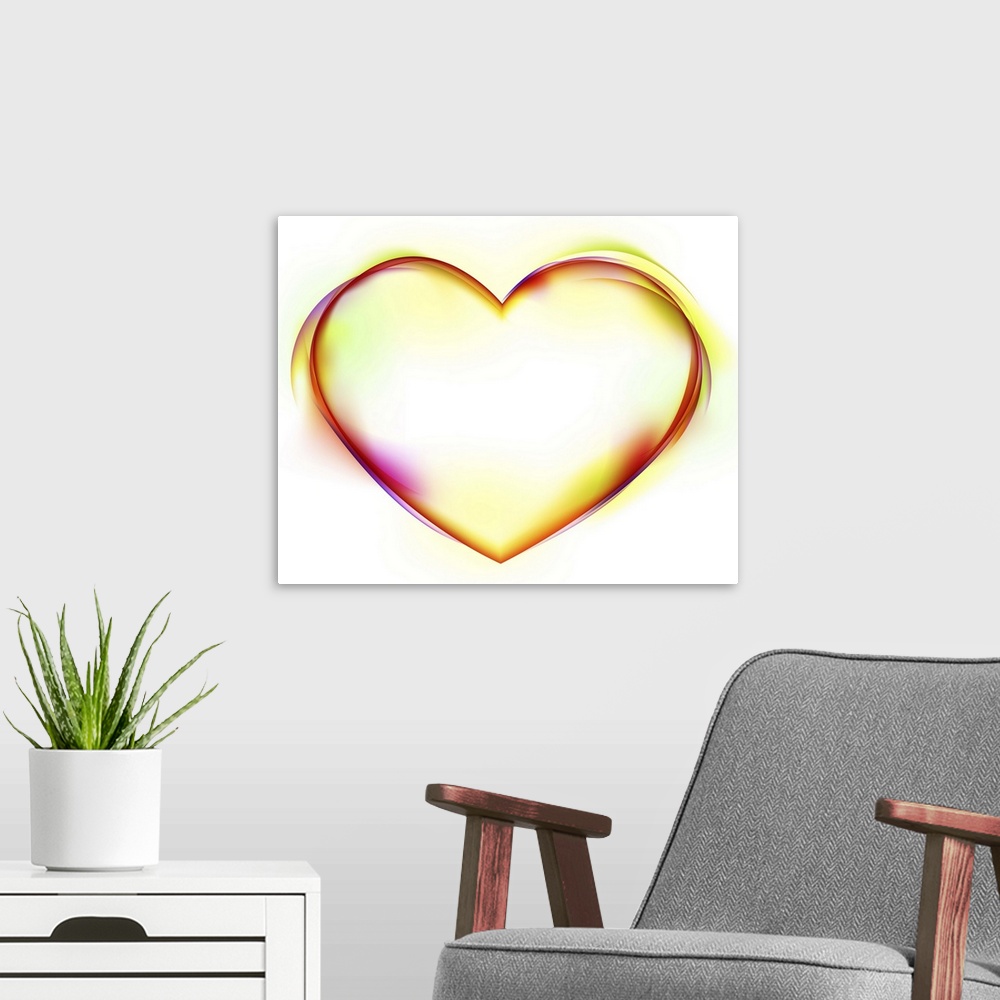 A modern room featuring Heart shape on white background