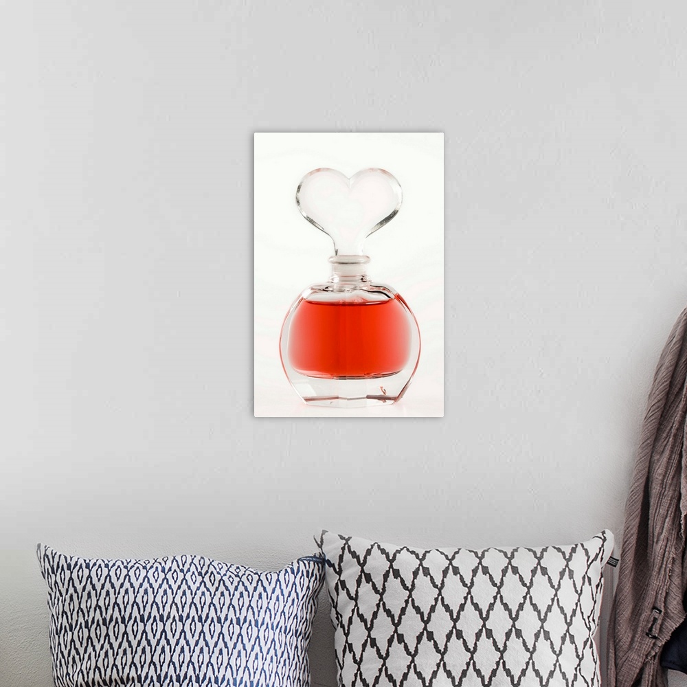 A bohemian room featuring Heart-shaped perfume bottle