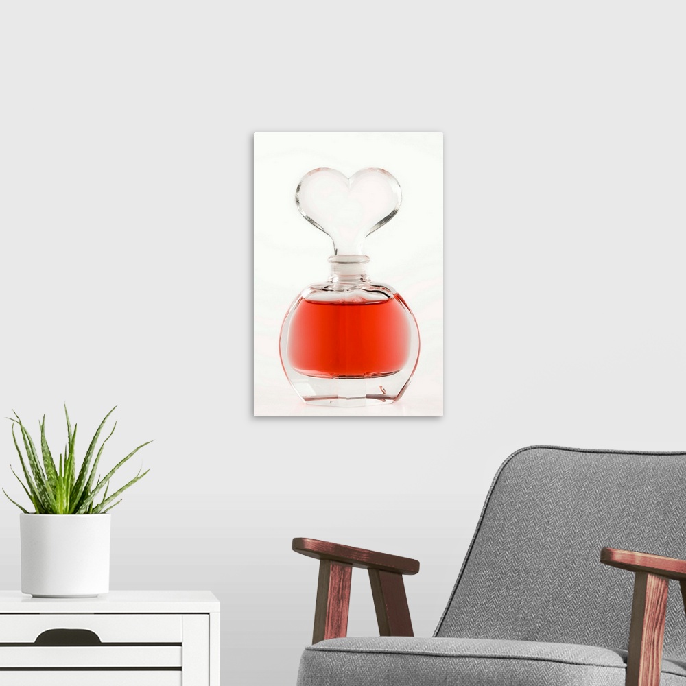 A modern room featuring Heart-shaped perfume bottle