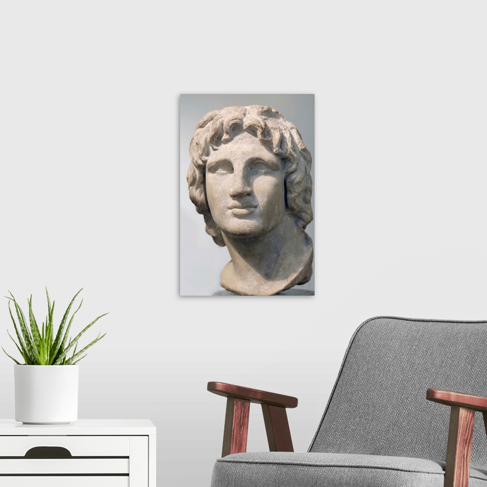 A modern room featuring Hellenistic Portrait Of Alexander The Great