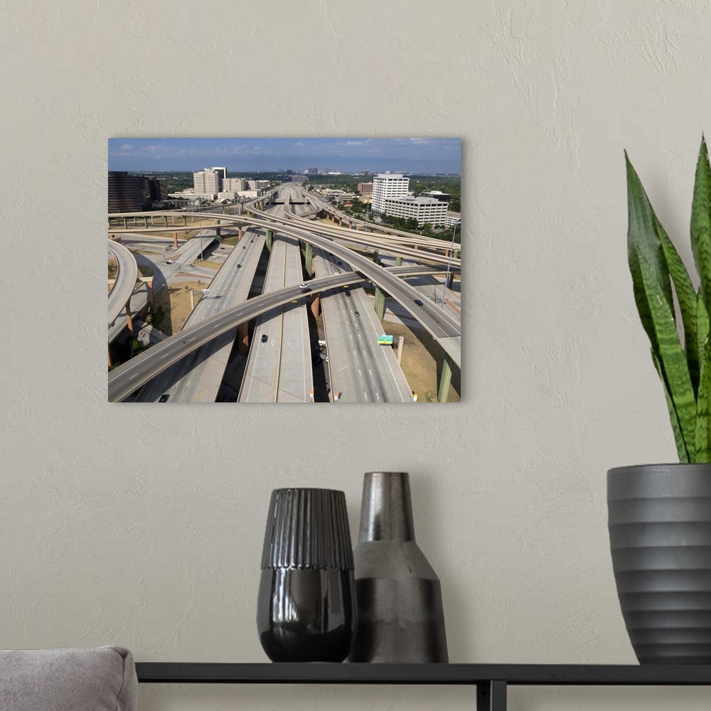 A modern room featuring High five interchange on quiet Sunday morning here in Dallas, Texas.