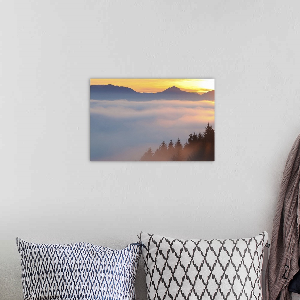 A bohemian room featuring View from Mt. Auerberg to the Alps, Bavaria.
