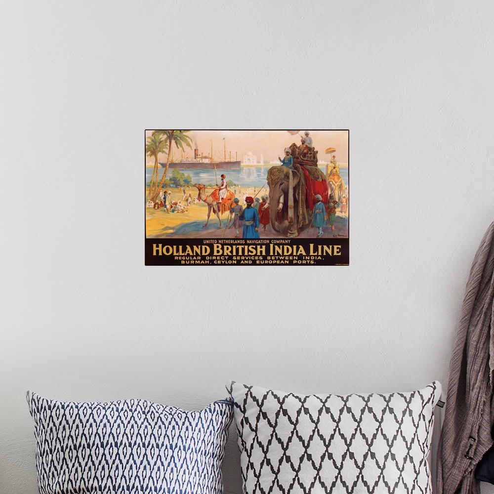 A bohemian room featuring Holland British India Line Poster by E.V. Hove