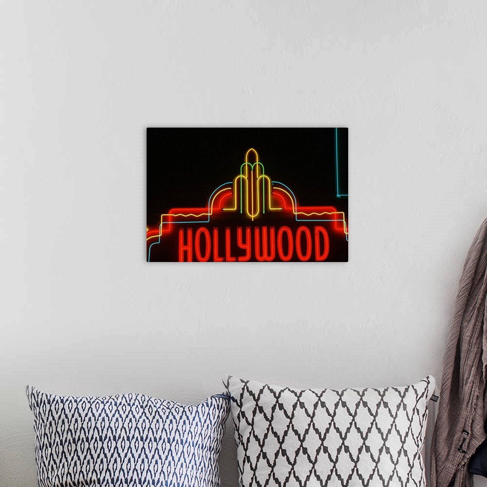 A bohemian room featuring 'Hollywood neon sign, Los Angeles, California'