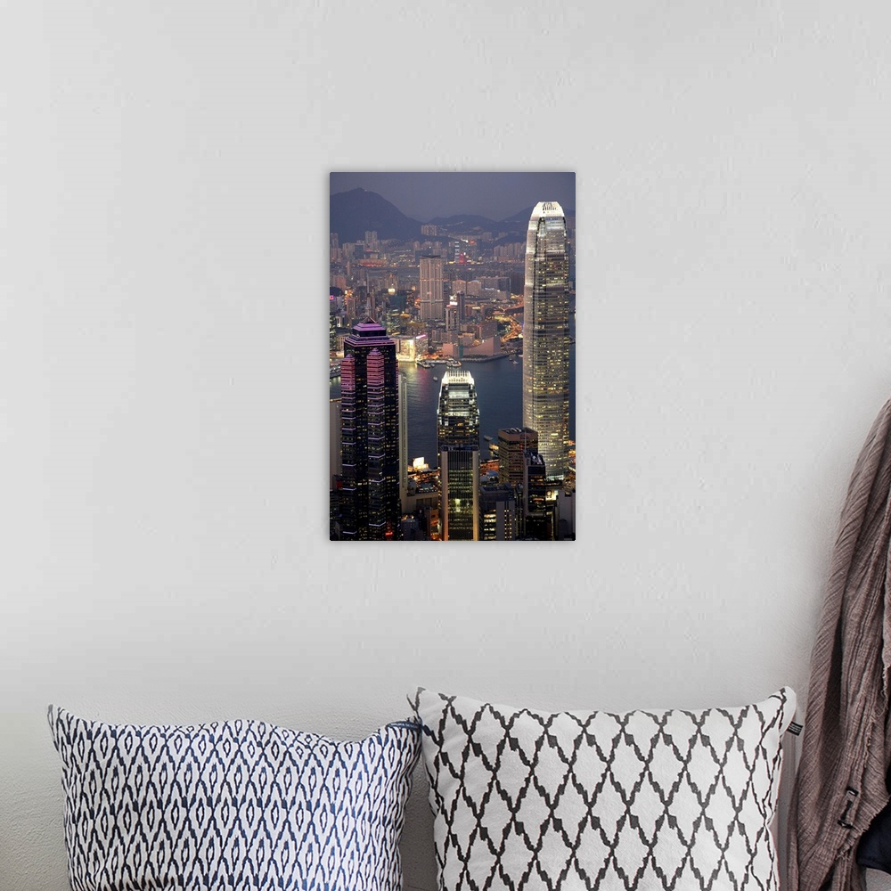 A bohemian room featuring Hong Kong Skyline And Victoria Harbor At Night