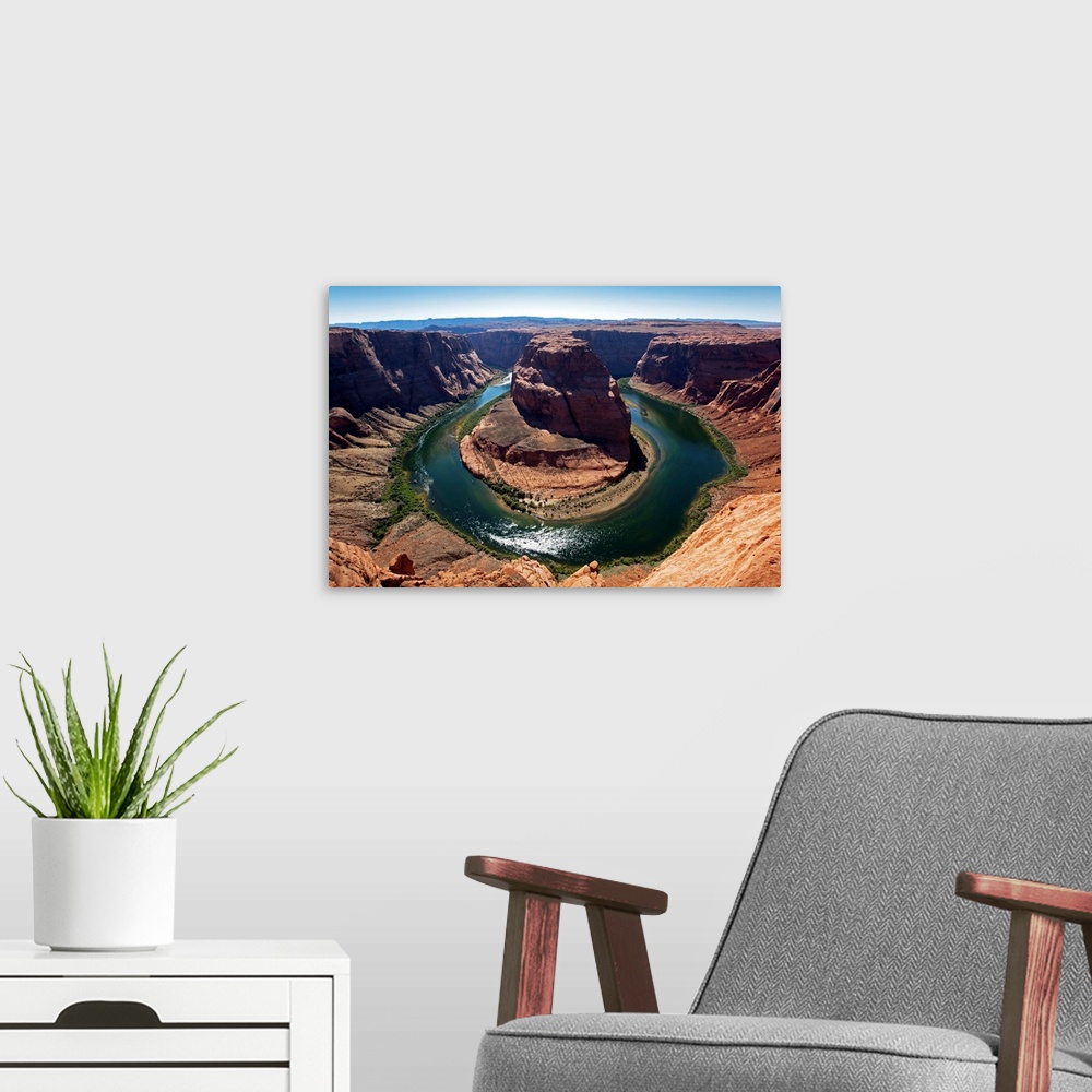 A modern room featuring Horseshoe Bend on Colorado River below the Glen Canyon Dam, near Page, Arizona. | Location: Glen ...