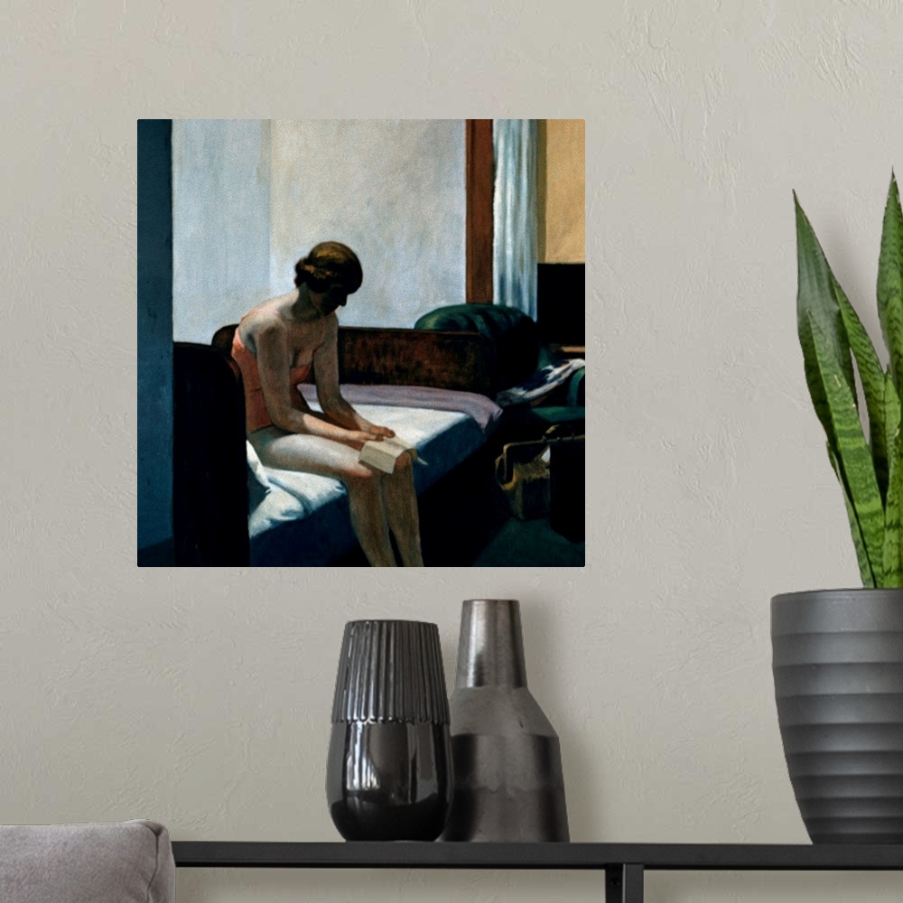 A modern room featuring Hotel Room By Edward Hopper
