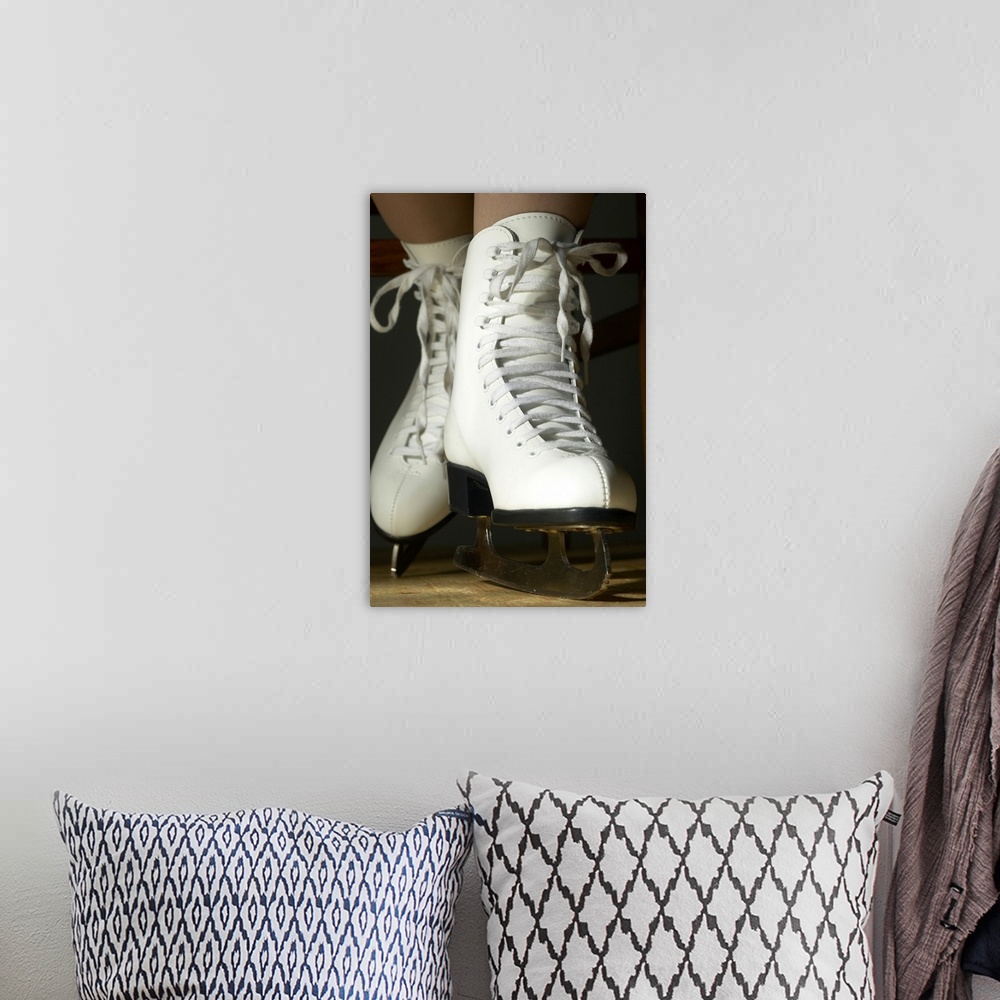 A bohemian room featuring Ice skates