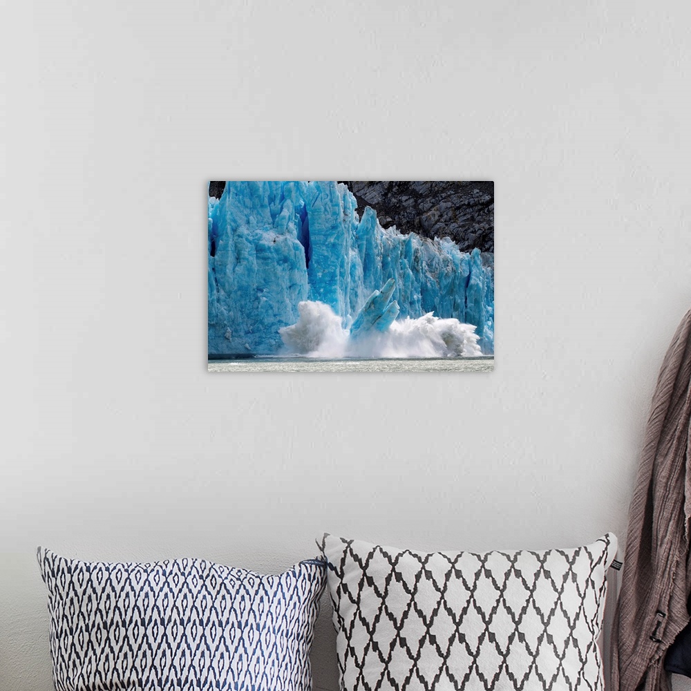 A bohemian room featuring USA, Alaska, Tracy Arm-Fords Terror Wilderness, Icebergs calve with massive splash from Dawes Gla...