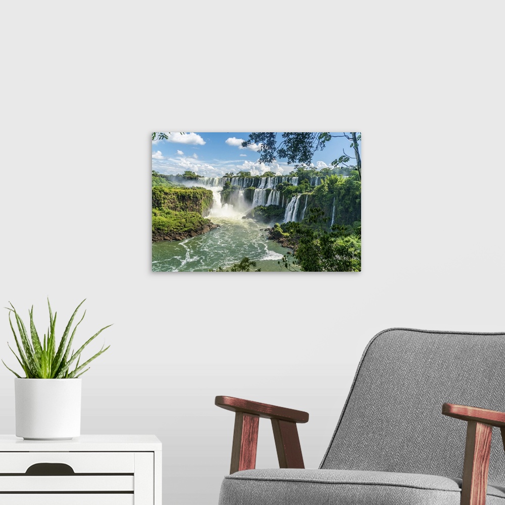 A modern room featuring Part of The Iguazu Falls in Argentina's Misiones province.