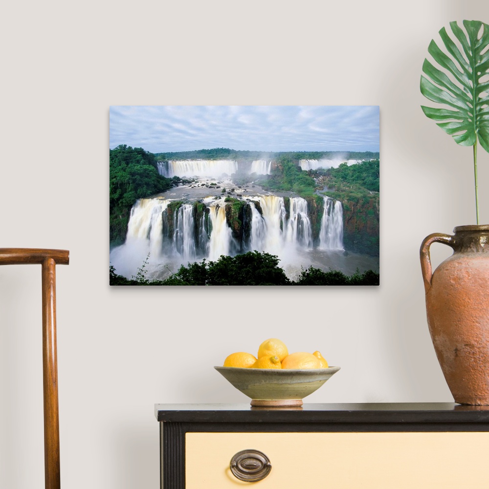 A traditional room featuring A view of the Iguazu Waterfalls located in the Parque Nacional Iguazu in Brazil and Argentina.