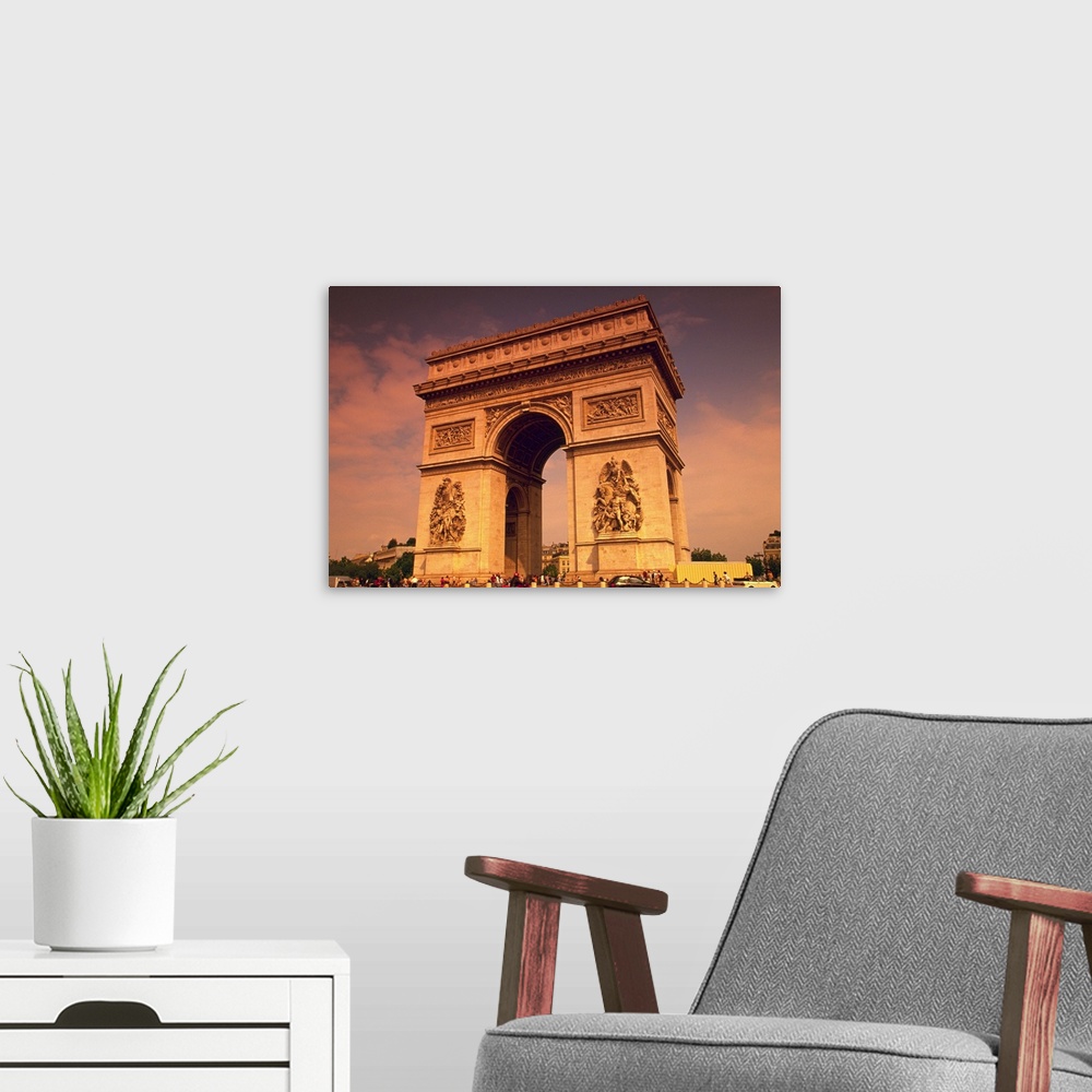 A modern room featuring Image of the Arc de Triomphe By Sunset, Low Angle View, Paris, France