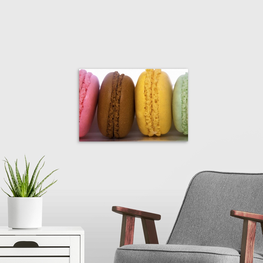 A modern room featuring Imported gourmet French macarons (macaroons)
