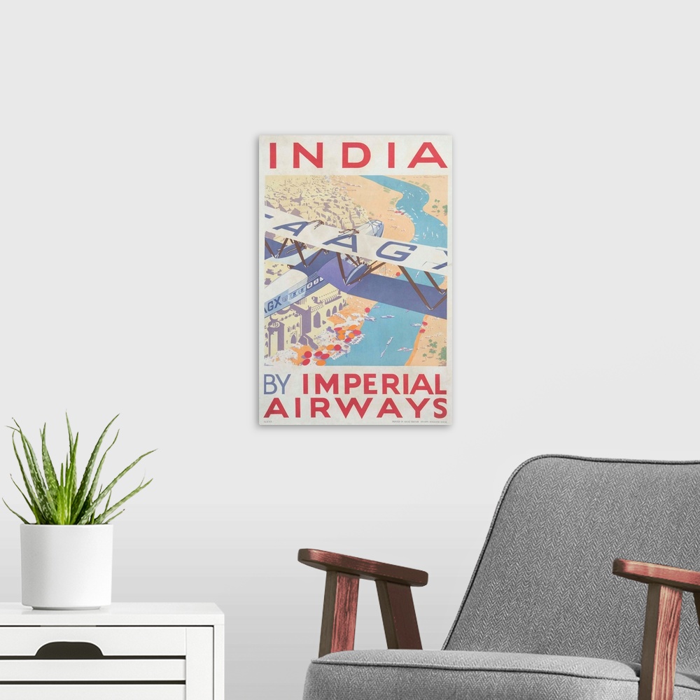 A modern room featuring India By Imperial Airways Poster
