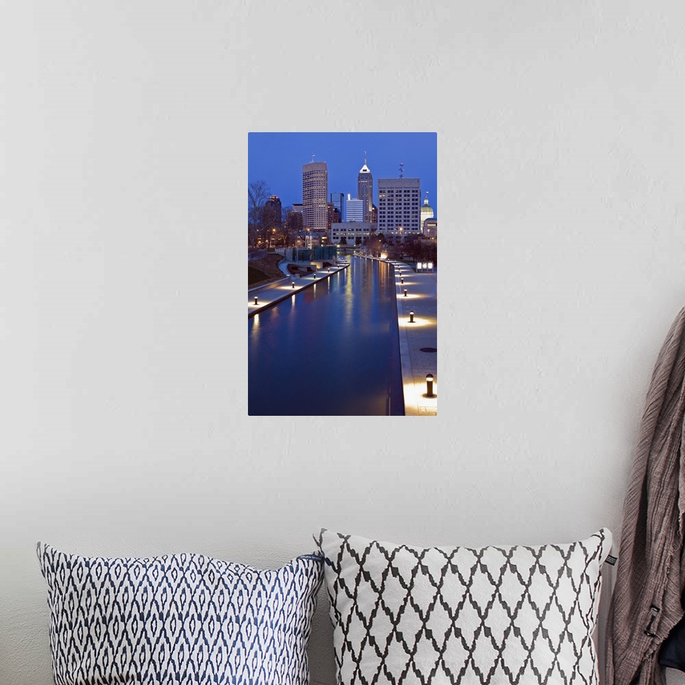 A bohemian room featuring USA, Indiana, Indianapolis, Skyline with river