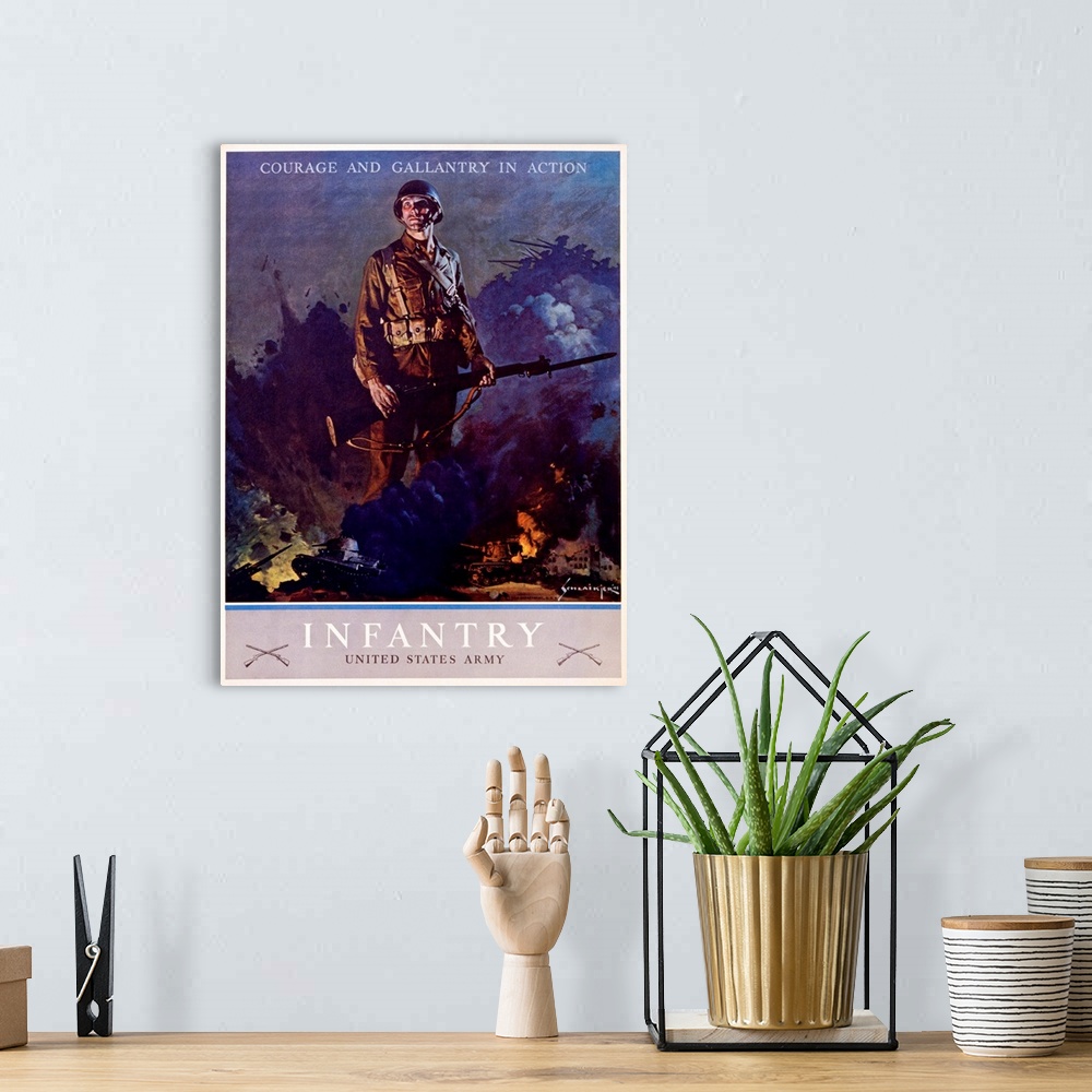 A bohemian room featuring Infantry Recruitment Poster By Jes Schlaikjer