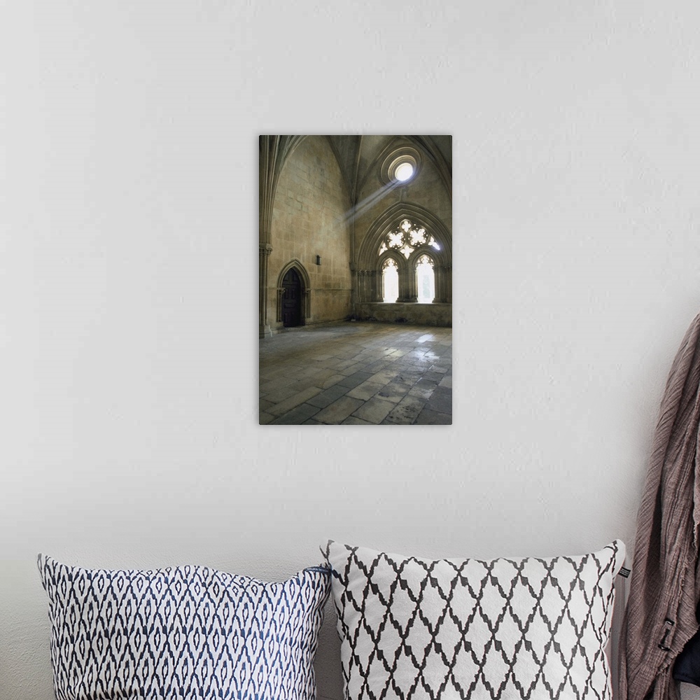 A bohemian room featuring Interiors of a monastery, Batalha, Portugal