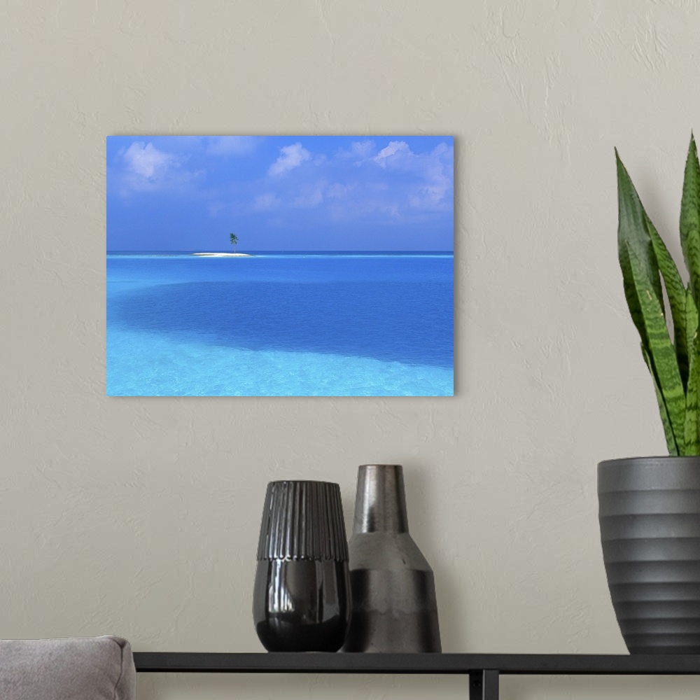A modern room featuring Island in the distance
