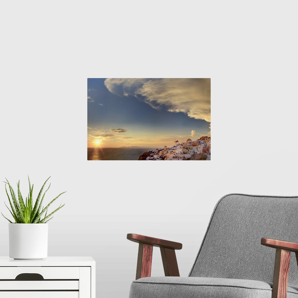 A modern room featuring Island sunset and beautiful clouds