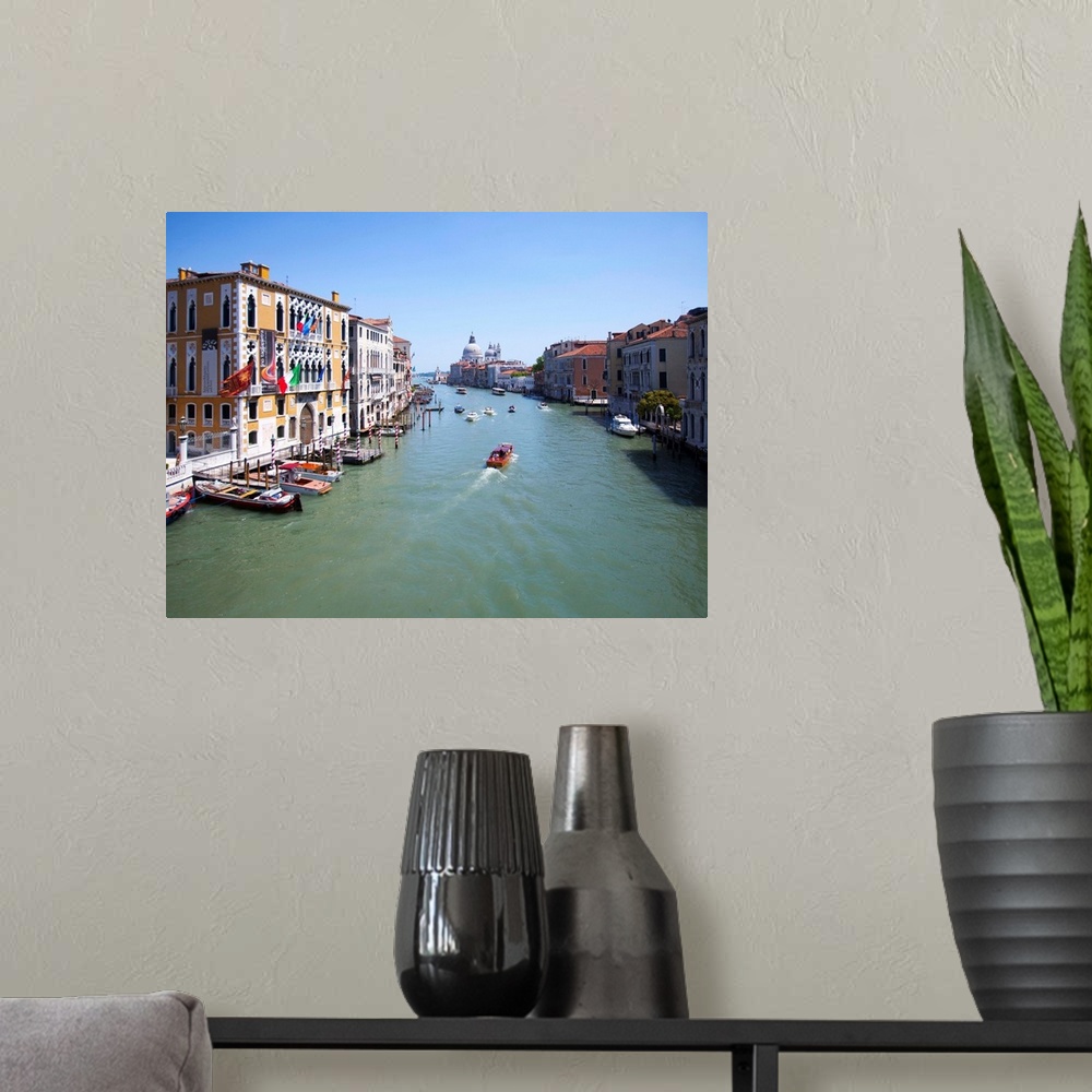 A modern room featuring Italy, Venice, Boats on canal in city