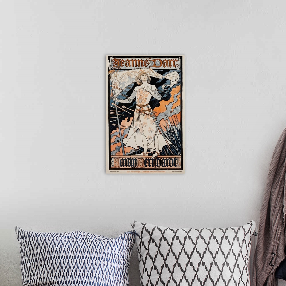 A bohemian room featuring Jeanne D'Arc - Sarah Bernhardt Theater Poster By Eugene Grasset