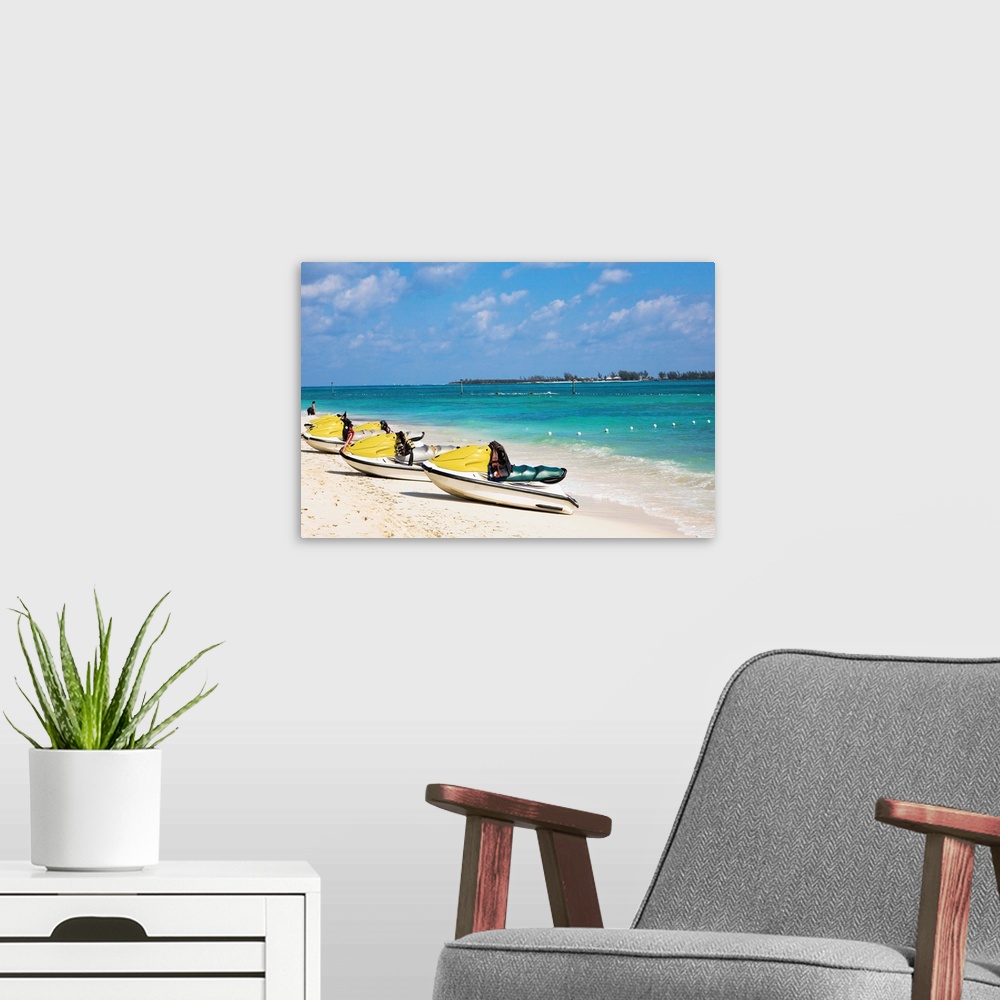 A modern room featuring Jet boats on the beach, Cable Beach, Nassau, Bahamas