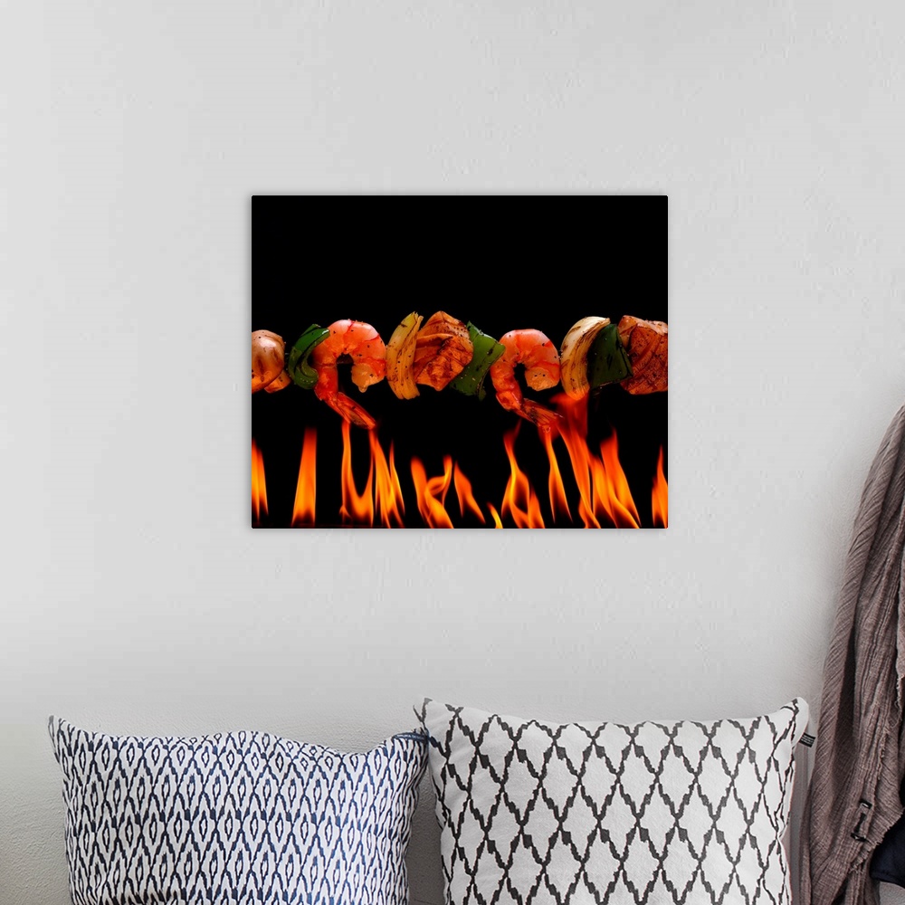 A bohemian room featuring Kabob over flames