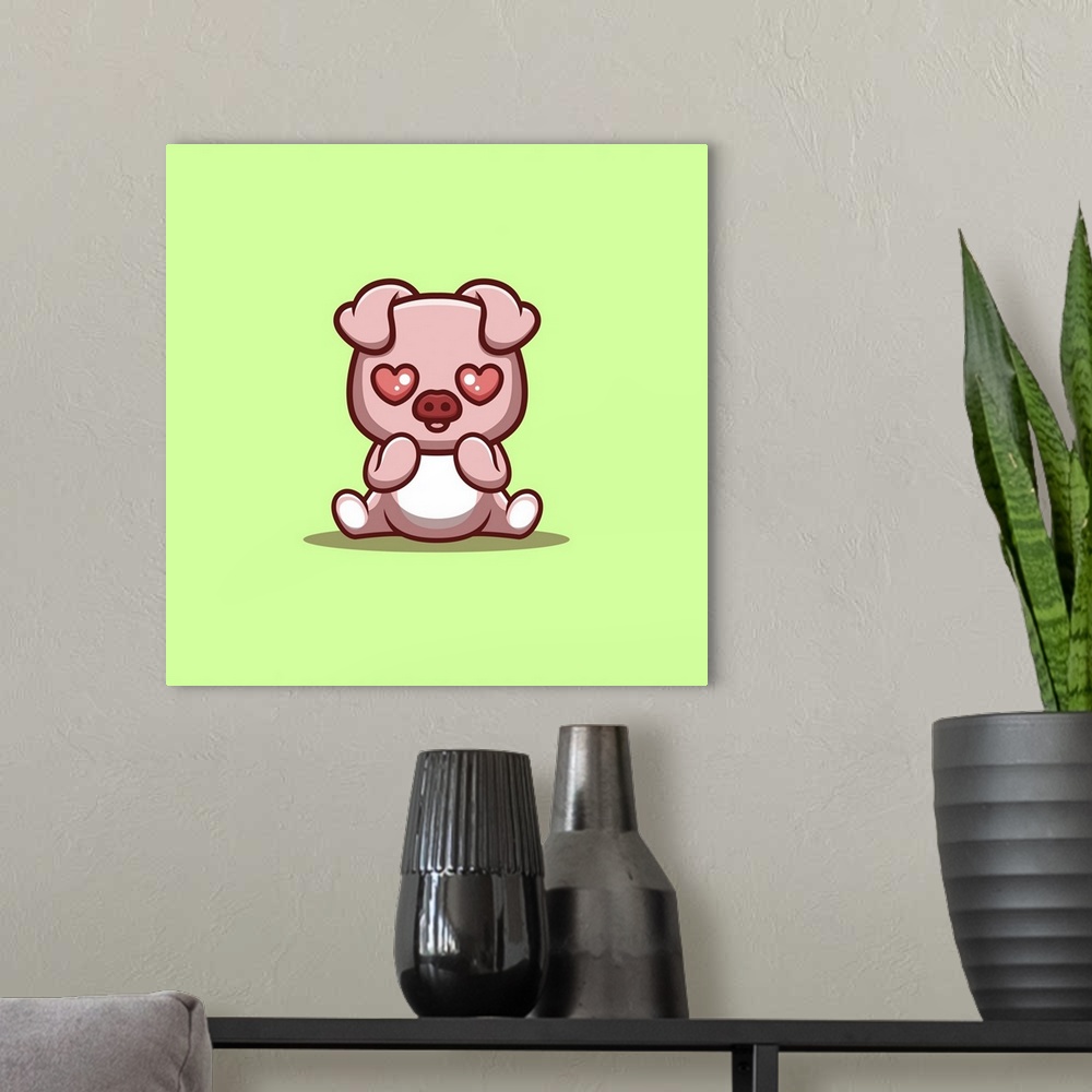 A modern room featuring Monkey sitting shocked. Cute, creative kawaii cartoon mascot.