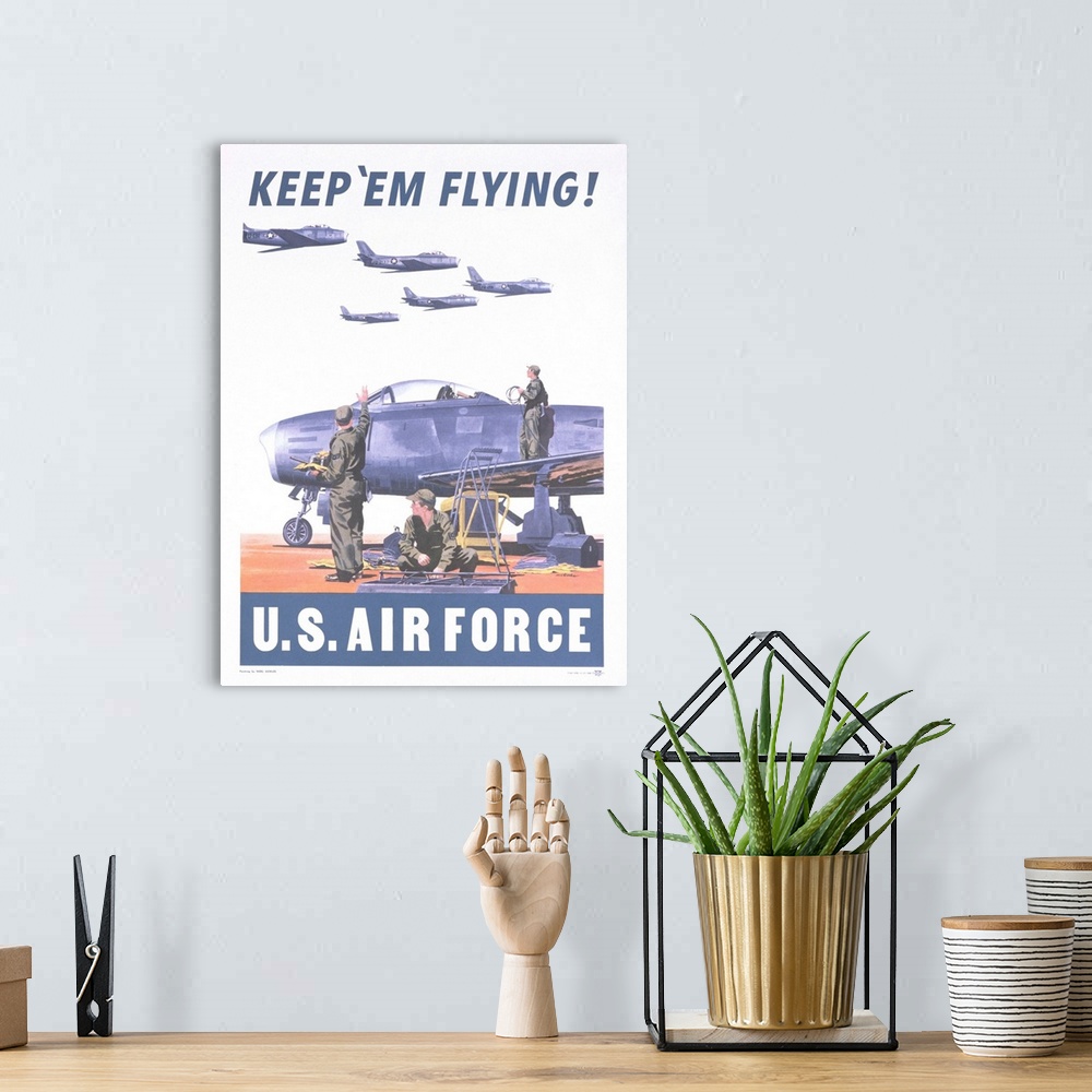 A bohemian room featuring ca. 1954-1960 - Keep 'Em Flying - U.S. Air Force Poster - Image by K.J. Historical/CORBIS