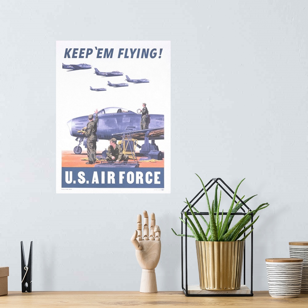 A bohemian room featuring ca. 1954-1960 - Keep 'Em Flying - U.S. Air Force Poster - Image by K.J. Historical/CORBIS