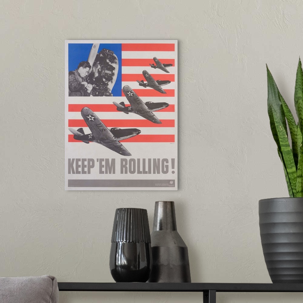 A modern room featuring Keep 'Em Rolling, Poster By Leo Lionni